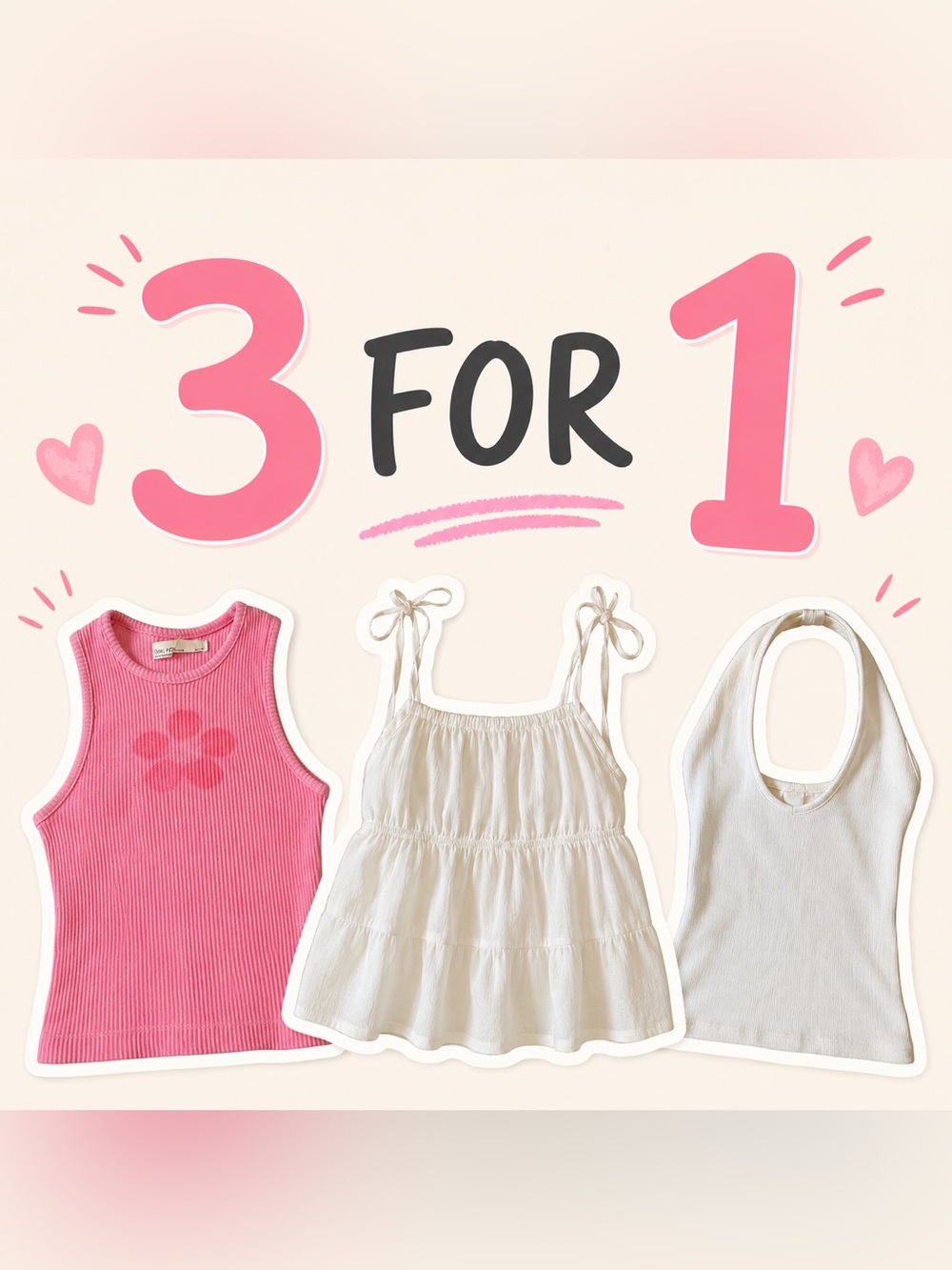 Pink and white tops